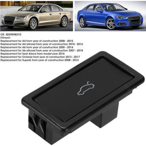 Interrupteur de hayon/coffre de remplacement OE 3D0959831D ABS noir pour Audi A4/A6/A7/A8 (1/5)