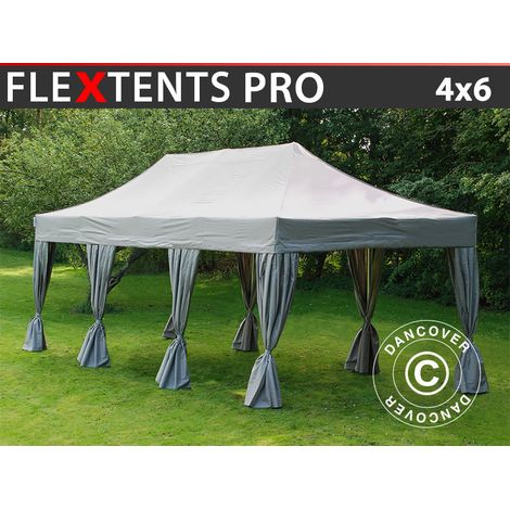 Faltzelt FleXtents PRO 4x6m Latte, mit 8 Gardinen