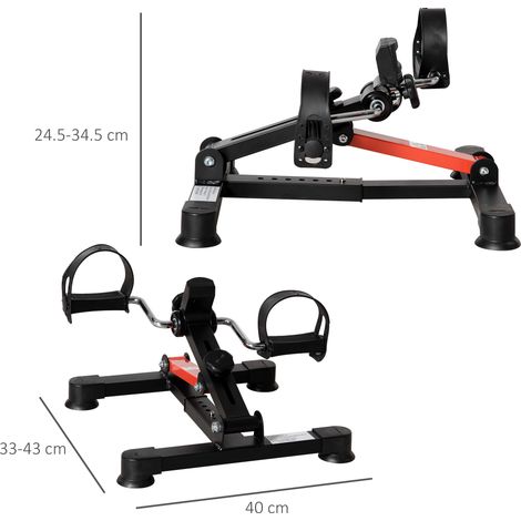 Mini vélo de rééducation réglable en hauteur et en résistance, avec écran LCD, en acier et ABS, disponible en noir et rouge. (1/5)