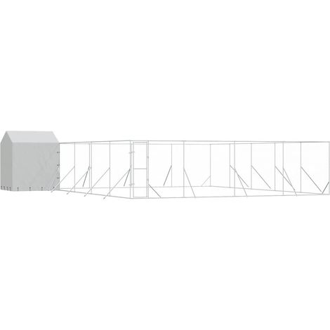 Maison Exclusive - Outdoor-Hundezwinger mit Dach Silbern 10x10x2,