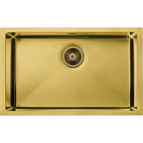 Lavello IRIDE F3" 1 vasca ACCIAIO INOX Finitura: GOLD, incasso: slim, sottotop e filotop, 77X45 prof. 19 (1/2)