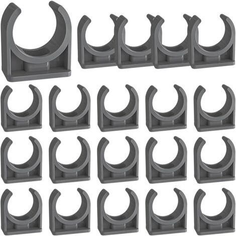 FENOPLASTICA20 Colliers de tuyau, Support en U, PVC gris, Fixation robuste, Tuyaux 40mm, Intérieur extérieur (1/5)