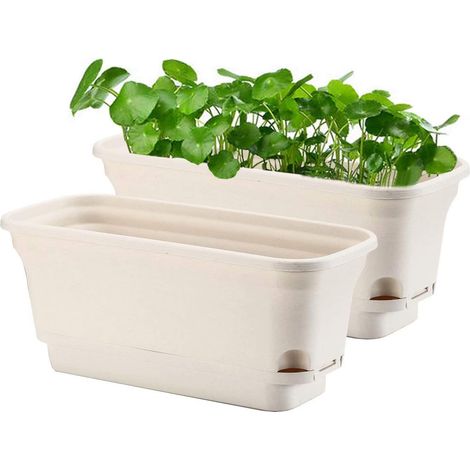 Pot de fleurs rectangulaire en plastique, pot décoratif moderne (1/5)