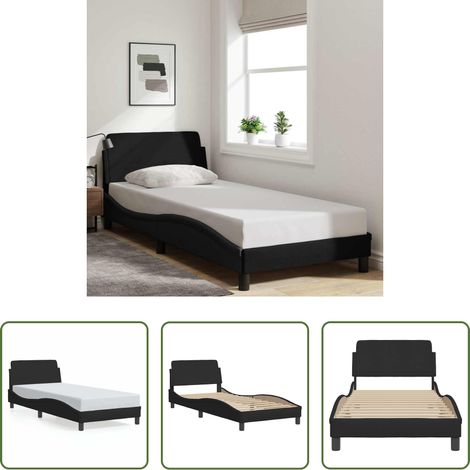 Kopfteil - Bettgestell mit Kopfteil "Dover" Schwarz 90x190 cm Stoff (1/5)