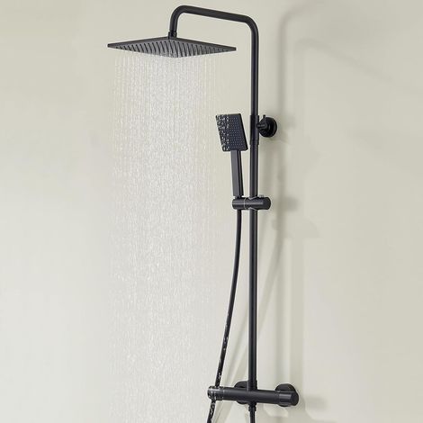 Duschsystem Verbrühschutz Regendusche Quadratisch-2525cm Schwarz (1/5)