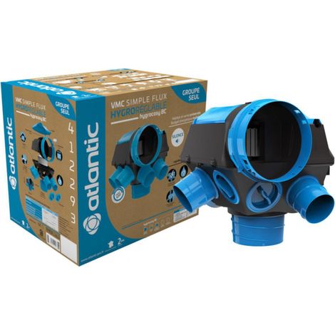 Atlantic – Groupe VMC hygroréglable hygro Basse Consommation – Débit max 292m³/h – 6 piquages Twist & Go Ø 80 – 1 piquage Ø 125 – 20 dB(A) (1/4)