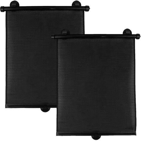 Lot de 2 pare-soleil de voiture - Rideaux extensibles - Accessoires auto - Pare-soleil bébé - Pare-soleil à ventouses - PVC - Noir - 45 x 50 cm (1/5)