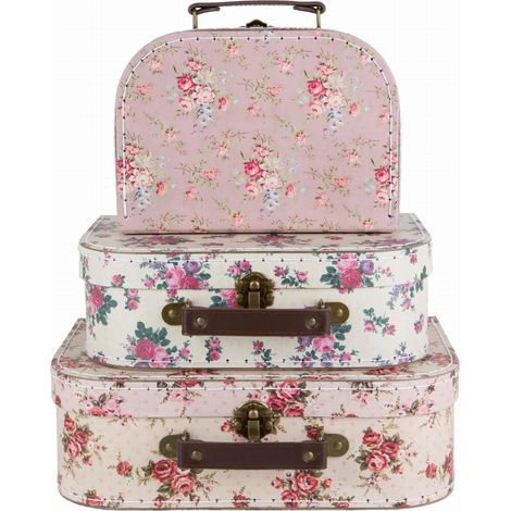Valises décoratives pour enfants « Roses rétro », lot de 3, Sass&Belle
