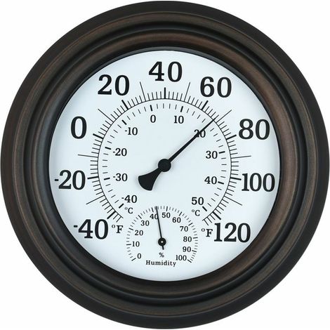 Thermomètre Intérieur Extérieur Un grand thermomètre et hygromètre mural de 8 pour patio est requis pour vous permettre de voir la température et l'humidité de la journée à distance (1/3)