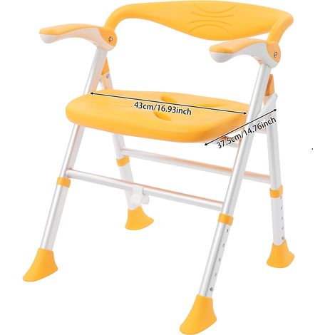 Chaise de Douche, Accoudoirs, Design Pliable, Orange (1/2)