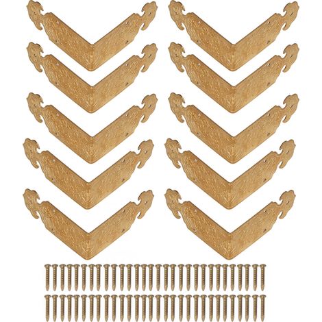 10 Pièces Protections d'Angle en Cuivre Antique 5cm, Renforts de Table et Décorations de Meubles (1/5)