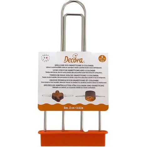 DECORA 0064018 SPILLONE INOX 22 CM 4 PUNTE PER PANETTONE E COLOMBA (1/2)
