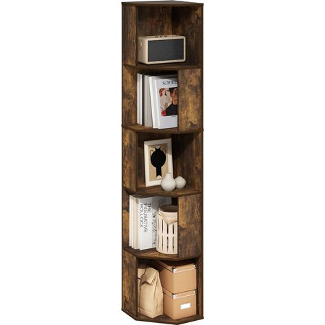 Étagère d'angle, Bibliothèque d'angle À 8 Niveaux, Rangement, Présentoir Étagère À Livres, Rangement, Salon/Bureau, Expresso (1/5)