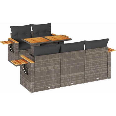 Maison Exclusive - 6-tlg. Garten-Sofagarnitur mit Kissen Grau Pol (1/5)