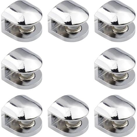 8 Pcs Pince à Verre Pince Support en Alliage de Zinc Fixations Réglable Support pour Tablettes en Verre de 6-8 mm d'épaisseur (1/5)