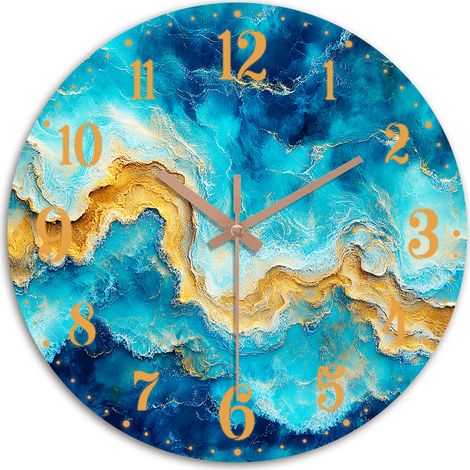 Horloge murale en bois (40 cm), mouvement à quartz silencieux, décoration salon/chambre (piles non incluses) (1/5)