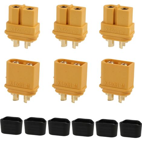 3 Paires XT60 Connecteur XT60H Mâle Femelle, Prise Étanche avec Boîtier de Gaine, Connecteur Batterie pour RC Lipo Batterie, Drones, Voitures RC, Avions, Panneaux Solaires (1/5)
