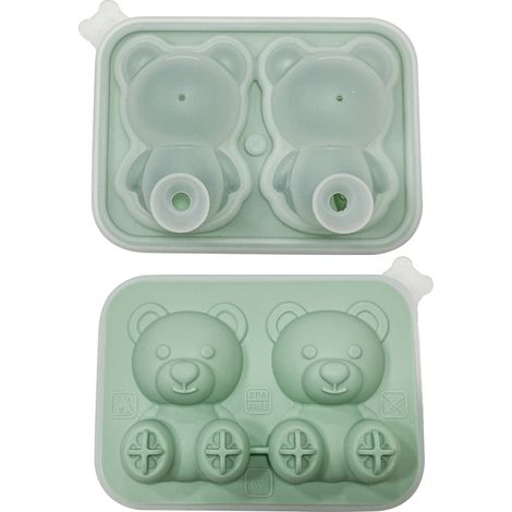 Silikon-Eiswürfelform in Bärenform – Trendige Eisform für Zuhause, Eiscreme und Sorbets – Wiederverwendbare kugelförmige Eiswürfelschale (Modell Knoblauchgrün, 1 Stück)-lsw (1/2)