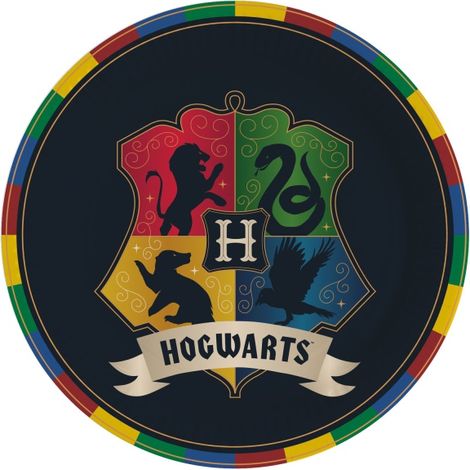 Piatti di compleanno a tema Harry Potter e Hogwarts, 23 cm, confezione da 8 pezzi.
