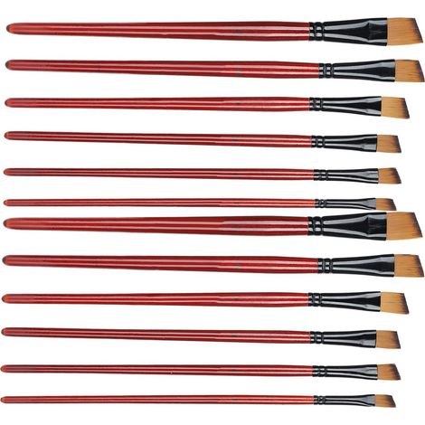 Ensemble de 12 pinceaux en nylon et laine, avec porte-pinceaux en bois, pour aquarelle et peinture artistique. (1/5)