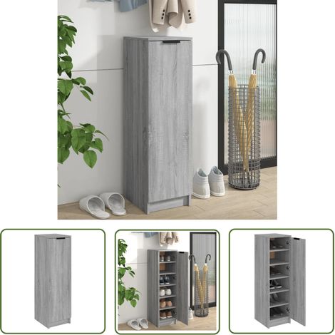 The Living Store Meuble à chaussures Sonoma gris 30x35x100 cm Bois d'ingénierie - Armoire À Chaussures - Meuble À Chaussures - Rangement Chaussures - Organisation Chaussures - Placard Chaussures (1/5)
