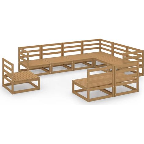 Maison Exclusive - Set Salotto da Giardino 9pz Marrone Ambra Legno Massello Pino (1/5)