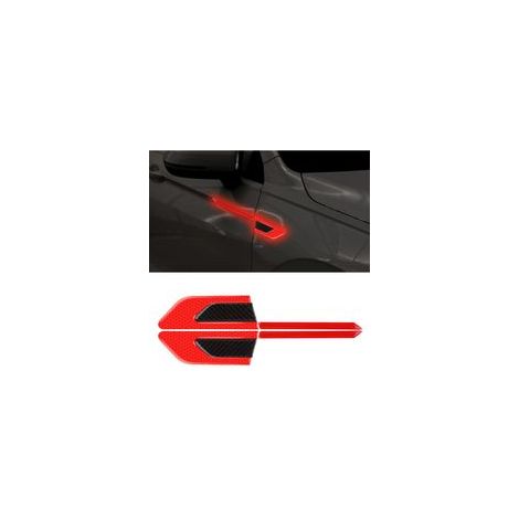 2 PCS Autocollant 3D à Bandes Réfléchissantes, Autocollants Réfléchissants pour Coffre Voiture, Autocollants Réfléchissants à Haute Intensité pour La Visibilité de Nuit pour Voiture SUV(Rouge)