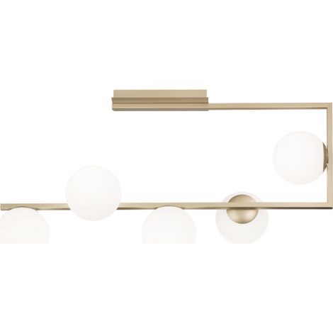 Plafoniera in metallo Oro e diffusori in vetro Bianco a 5 luci MONILE 85x47 cm (1/3)