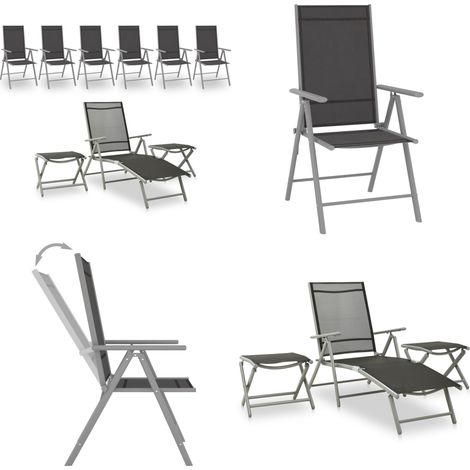 Salon de jardin 9 pcs Noir et argenté - Salon De Jardin - Meuble De Jardin - Set De Salon De Jardin - Fauteuil Pliante - Chaises Longues - Home & Living (1/5)