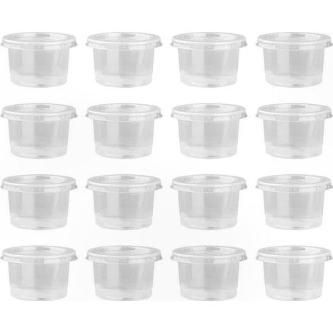 50 Dessertbecher mit Deckel, kleine Kunststoffbehälter für Mousse, Pudding und Snackportionen, ideal für Leckereien und Kostproben (1/2)