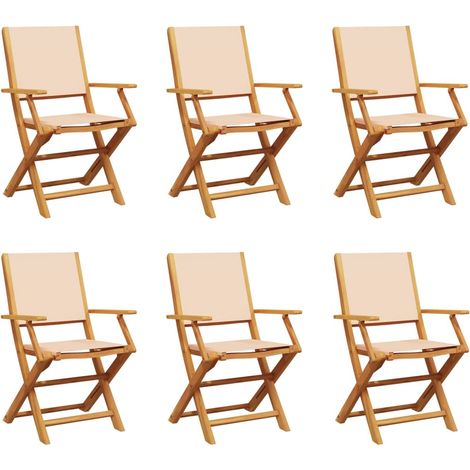 Maison Exclusive - Gartenstühle 6 Stk. Klappbar Beige Stoff und M