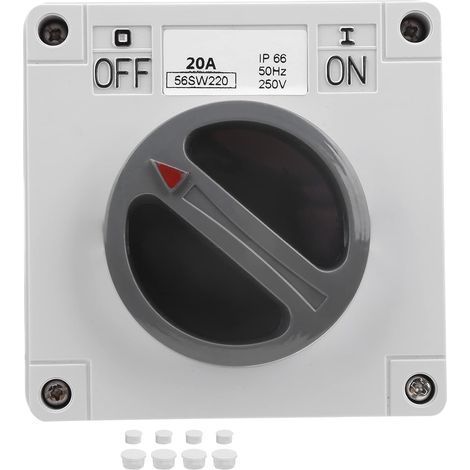 Commutateur étanche Ip66 250v 2 Positions Sélecteur Rotatif Interrupteur Marche-arrêt étanche à la Poussière pour Une Utilisation En Extérieur(2P20A) (1/5)