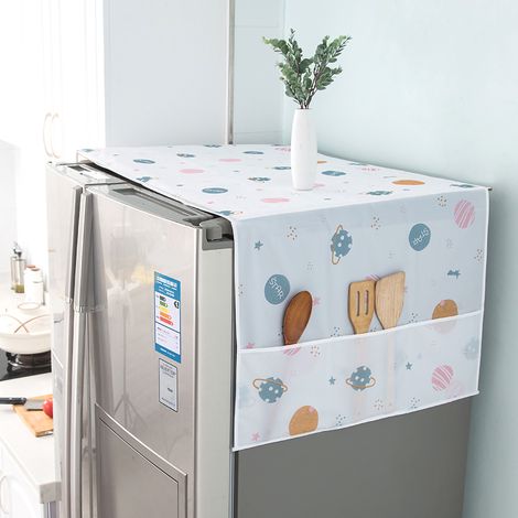 Ortviai Housse de protection pour réfrigérateur et lave-linge en PEVA imperméable, motif planètes, 54 x 130 cm, 3 poches