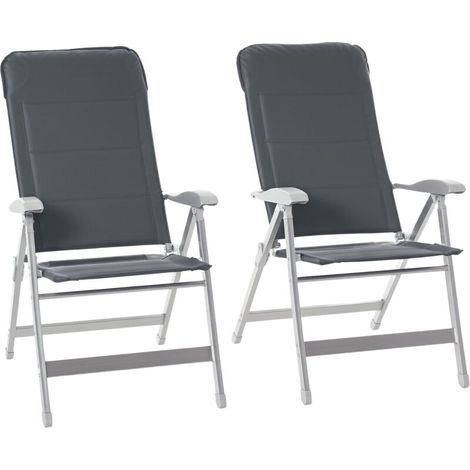 Lot de 2 chaises de jardin pliantes fauteuil d'extérieur avec dossier haut inclinable multipositions accoudoirs