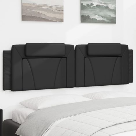 Kopfteil-Kissen "Viana" Schwarz 180 cm Kunstleder