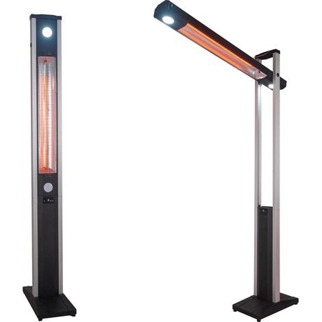 Stufa Elettrica ad infrarossi da Esterno 50x25x200 cm in Fibra di Carbonio con Luce Led Skyline Nero (1/3)