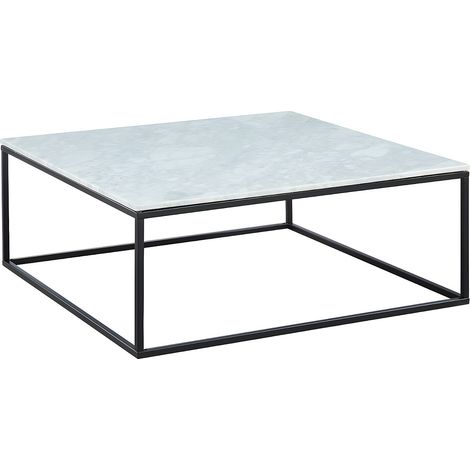 Table basse design ARETHA de Pascal MORABITO - Marbre et Métal - Blanc et Noir