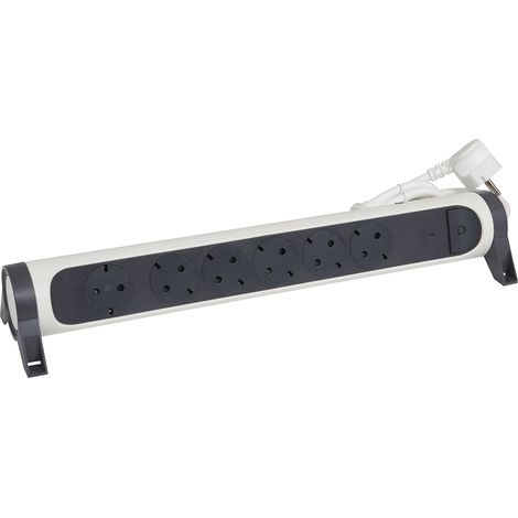 Multiprise rotative à 6 prises, protection contre les surcharges, interrupteur marche/arrêt LED, câble de 1,5 m, ultra blanc/gris foncé 694526 (1/5)