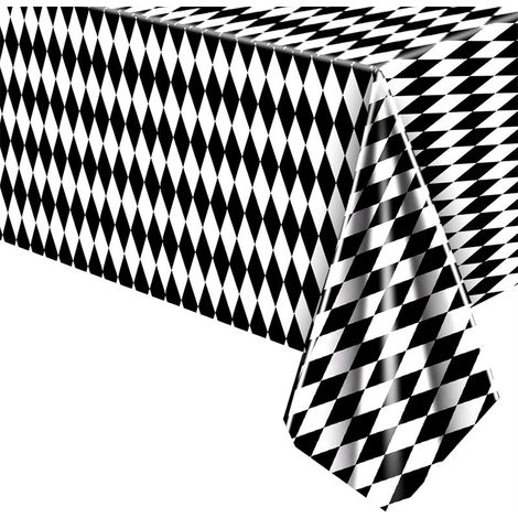 Cinq nappes à carreaux noirs et blancs, nappes rectangulaires jetables, mesurant 137274cm, décorations de fête. (1/5)