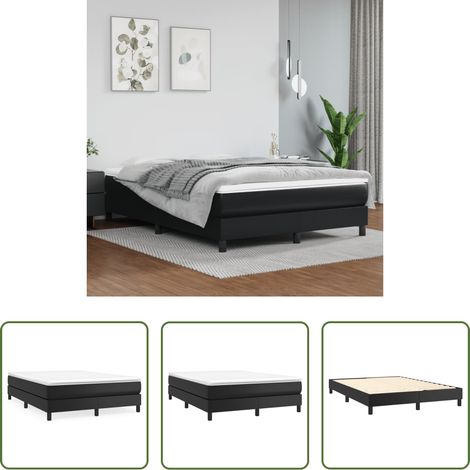 vidaXL Sommeil - Cadre de lit noir 140x190 cm similicuir (1/5)