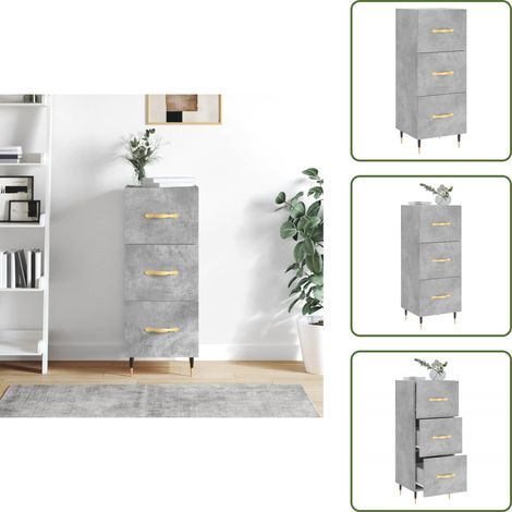 Buffet Gris béton 34,5x34x90 cm Bois d'ingénierie - Buffet Design Moderne - Meuble Rangement Gris - Commode Tiroir - Meuble Salon - Mobilier Chambre (1/5)