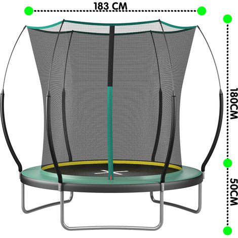 Trampolino da giardino con rete di sicurezza 183 cm, struttura in acciaio verde DESVIAE (1/5)