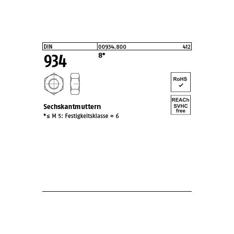 Reyher DIN 934 8 M 5 (1000) (1/2)