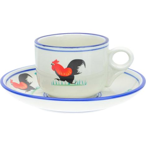 Ensemble de tasses à café émaillées à motif coq rétro, idéal pour les réunions de famille. Dimensions : 10 x 7,4 x 7 cm. Résistant à la chaleur. 1 ensemble.