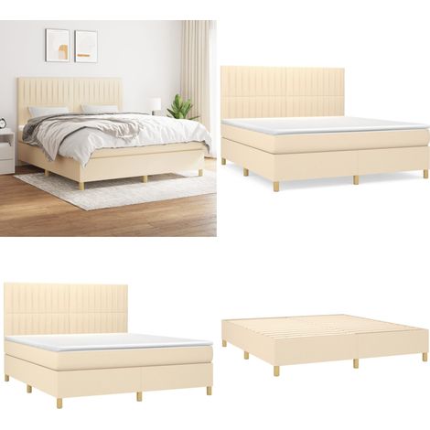 Boxspringbett mit Matratze Creme 160x200 cm Stoff - Boxspringbett - Doppelbett - Cremefarbenes Bett - Bettrahmen - Matratze - Home & Living (1/5)