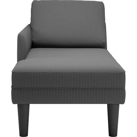 vidaXL Chaise Lounge with Pillow Dark Grey Corduroy Fabric
