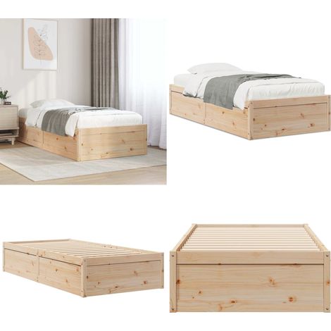 Massivholzbett ohne Matratze 90x190 cm Kiefernholz - Massivholzbette - Kiefernholzbette - Holzbetten - Modernes Bett - Schlichtes Bett - Home & Living
