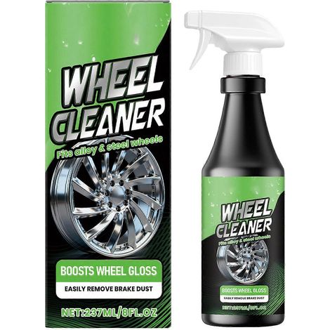 Spray nettoyant pour jantes de voiture 237 ml : élimine la poussière de frein, agent de rénovation multi-usages pour pneus et moyeux de roues de voitures et camions. (1/5)