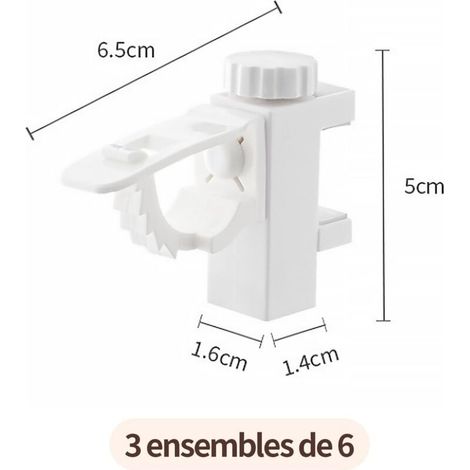 6 Pièces Support Tringle Rideaux sans Percage, Barre Transversale Réglableen Plastique, Support de Stockage de Serviette et Crochet pour Organisateur (1/3)