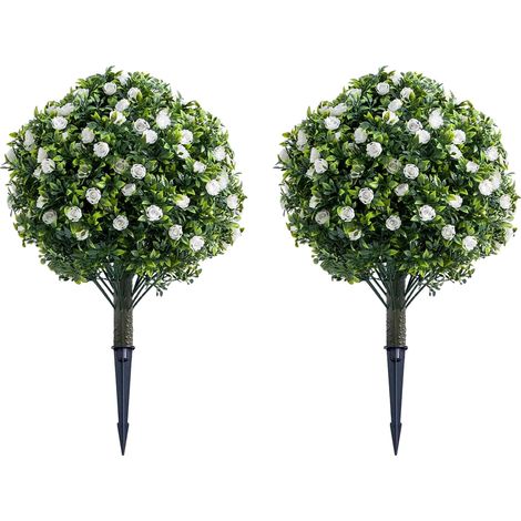 Künstliche Topiary-Blumen, lebensechtes Design, langlebige Konstruktion, Weiß (1/2)